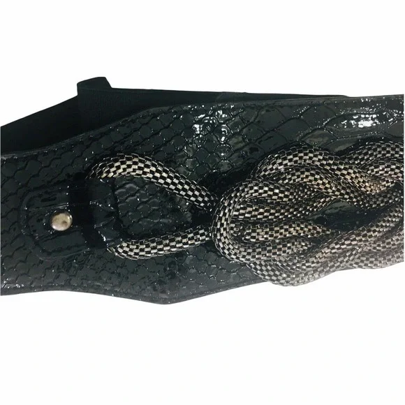 VINTAGE LEATHER BELT BLACK S/M - Picture 2 of 5